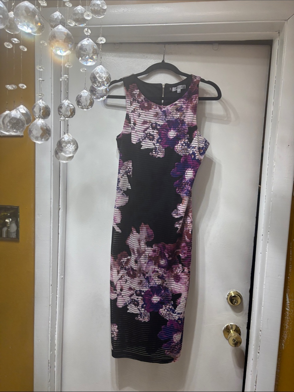 Jennifer Lopez Black Dress with Purple Floral Print